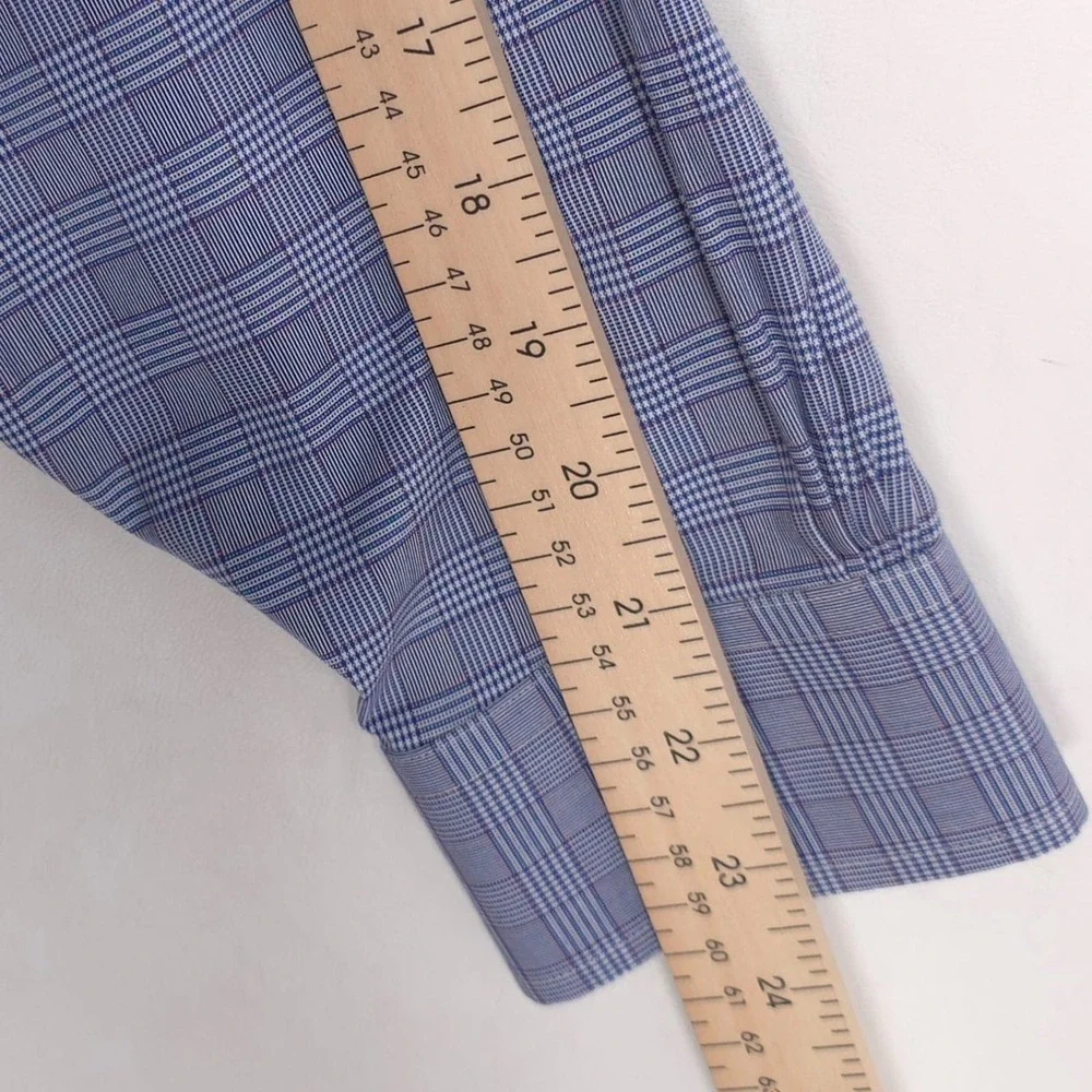 BROOKS BROTHERS Est.1818 Blue Plaid‎ Dress Shirt Supima Cotton Non Iron 16.5 34